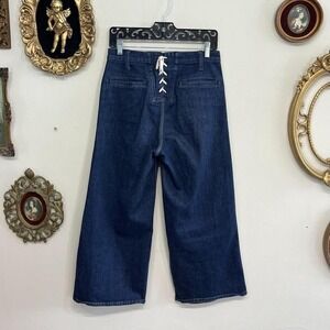 Madewell Wide Leg Crop Jeans Dark Wash Lace-Up Back Size 28